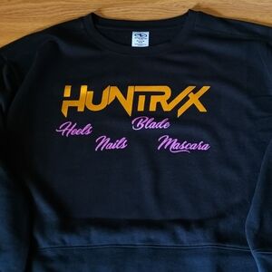 Black Crewneck Sweater with Gold and Purple Accents